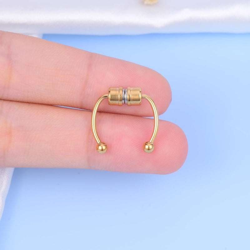 AVYRING Fake Nose Ring Fake Piercings Fake Nose Rings Nose Cuffs Fake Nose Piercing Fake Nose Hoop Faux Nose Rings for Women Faux Nose Ring Fake Piercing Fake Nose Cuff Sliver Gold Black - Image 5